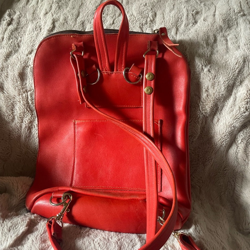 Red Women's Convertible Backpack Tote